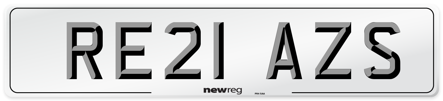 RE21 AZS Number Plate from New Reg